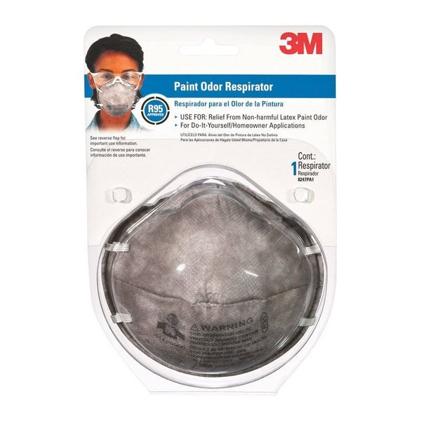 Scotch 3M P95 Paint Odor Cup Disposable Respirator Gray One Size Fits All 1 pk 8247P1-DC